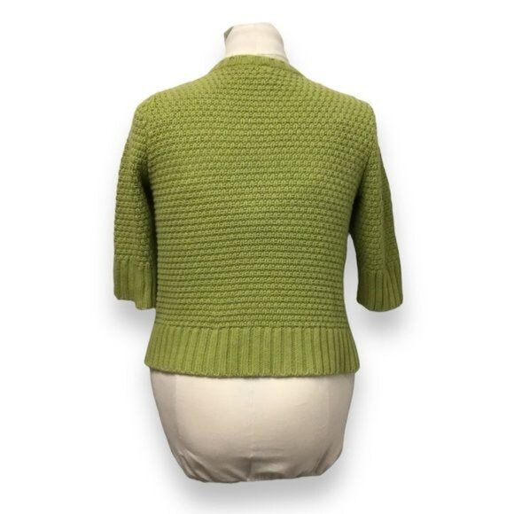 LEO & NICOLE Women's Cable Knit Cardigan Sweater Cropped 3/4 Sleeve Button Front - Picture 3 of 7